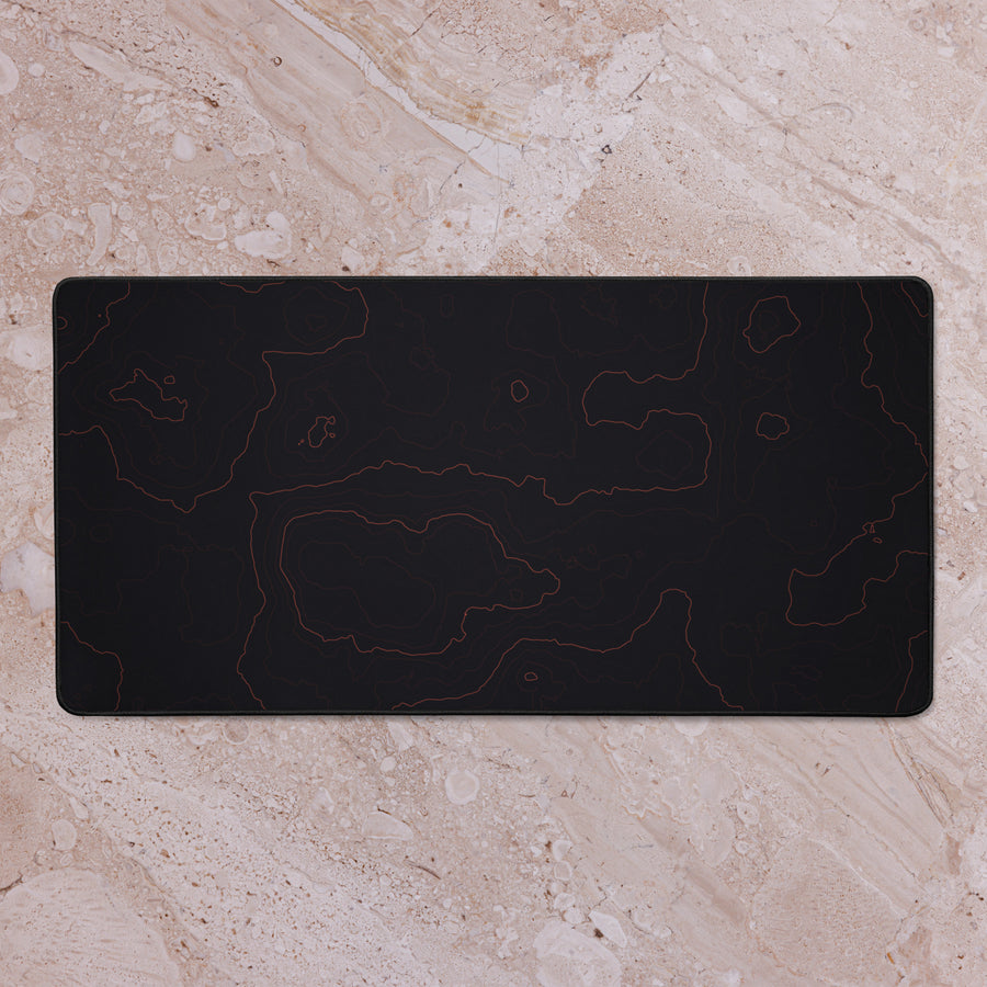 Neural Topography — Ember Red XL Desk Mat