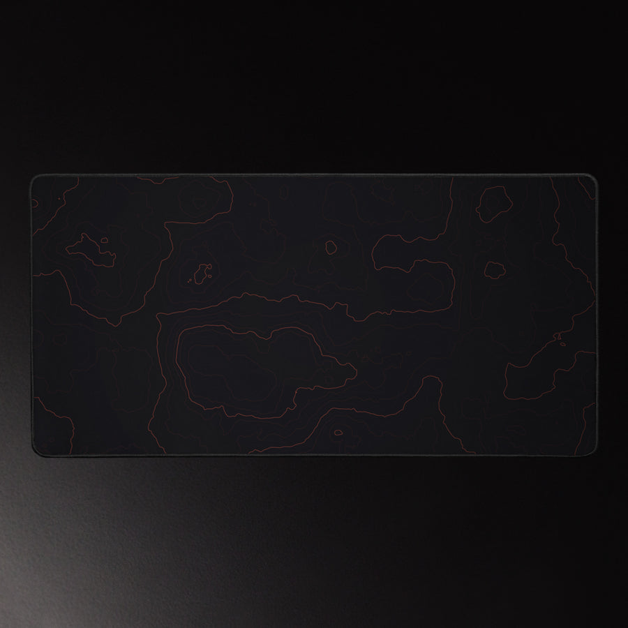 Neural Topography — Ember Red XL Desk Mat