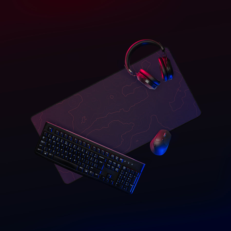 Neural Topography — Ember Red XL Desk Mat